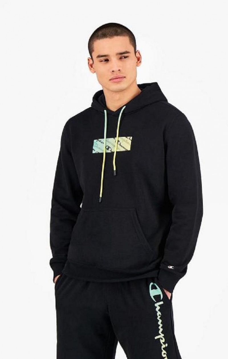 Sudadera con Capucha Champion Rainbow Box Script Logo Hoodie Negras | 1027-AFICW