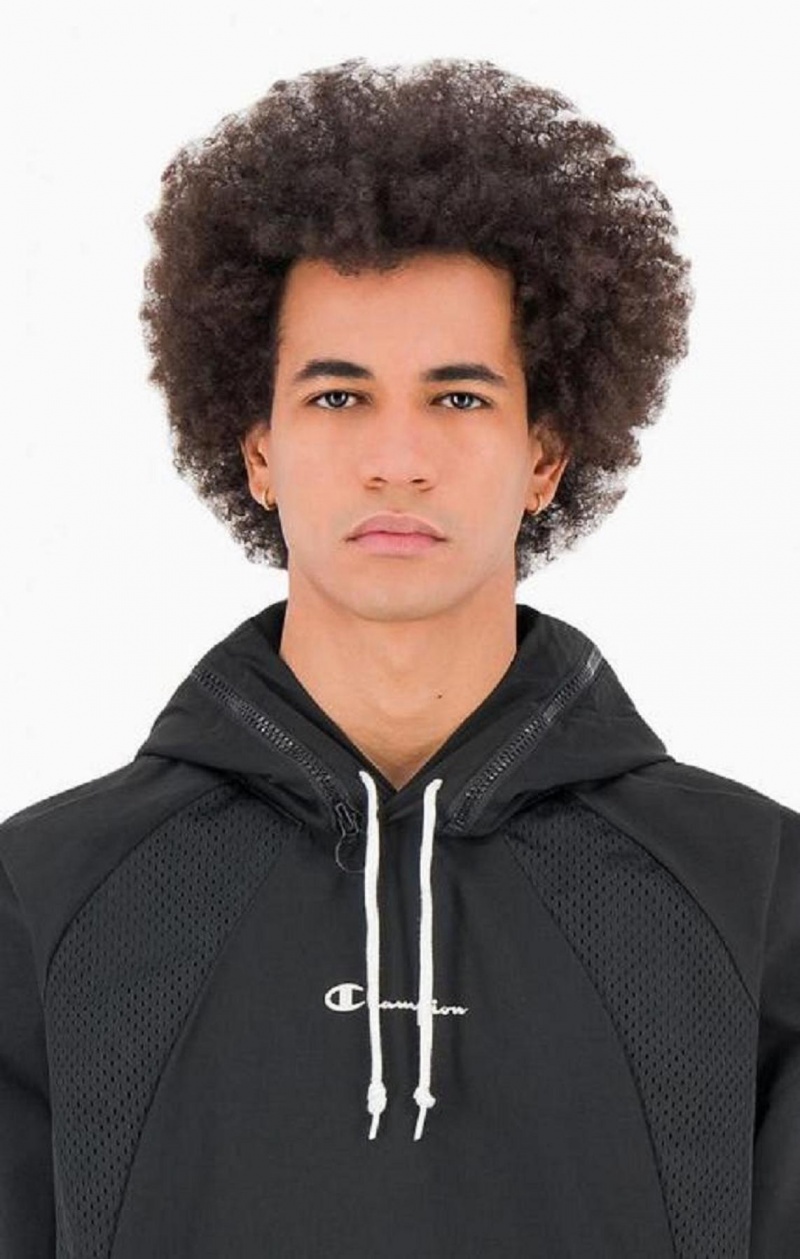 Sudadera con Capucha Champion Reflective Logo Mesh Panel 2-in-1 Sweatshirt Negras | 1427-DSYZL