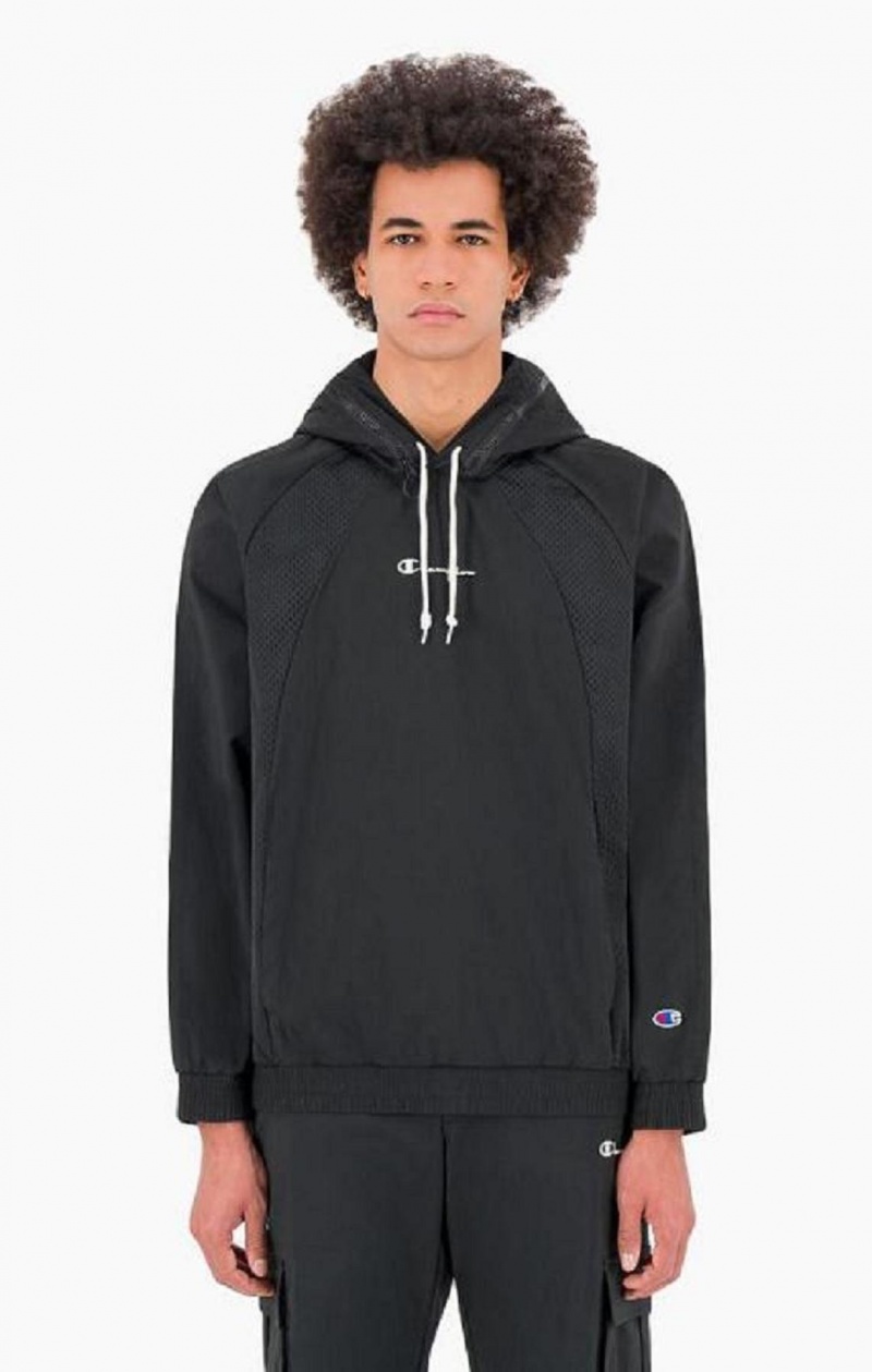 Sudadera con Capucha Champion Reflective Logo Mesh Panel 2-in-1 Sweatshirt Negras | 1427-DSYZL