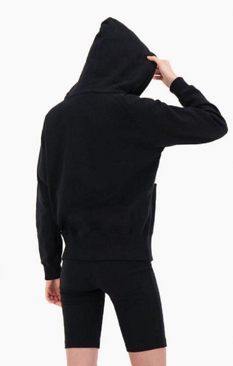 Sudadera con Capucha Champion Rib Insert Script Logo Half Zip-Up Hoodie Negras | 2436-DRBQX