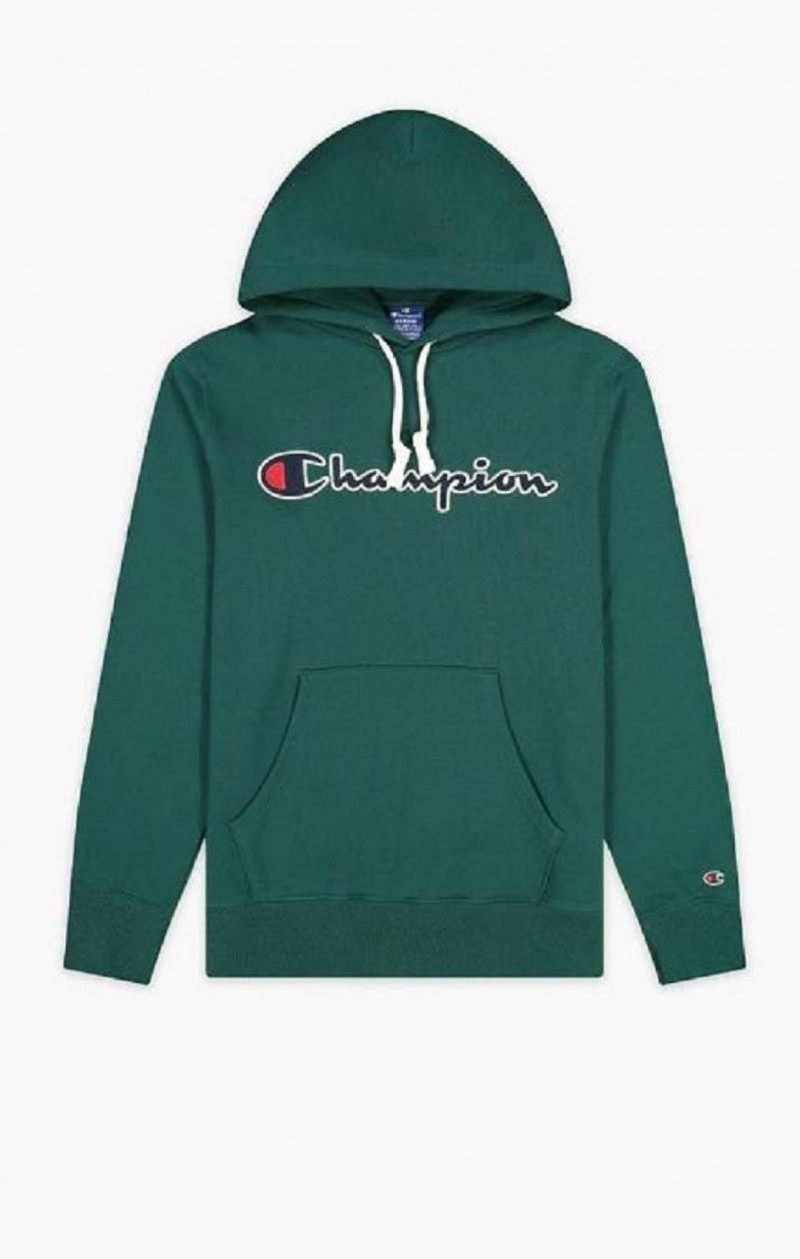 Sudadera con Capucha Champion Satin Stitch Script Logo Fleece Hoodie Verde Claro | 2037-NKYCO