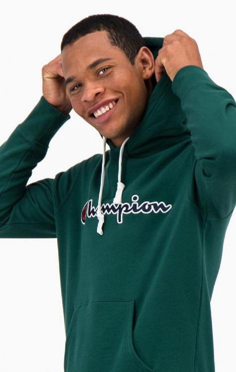 Sudadera con Capucha Champion Satin Stitch Script Logo Fleece Hoodie Verde Claro | 2037-NKYCO