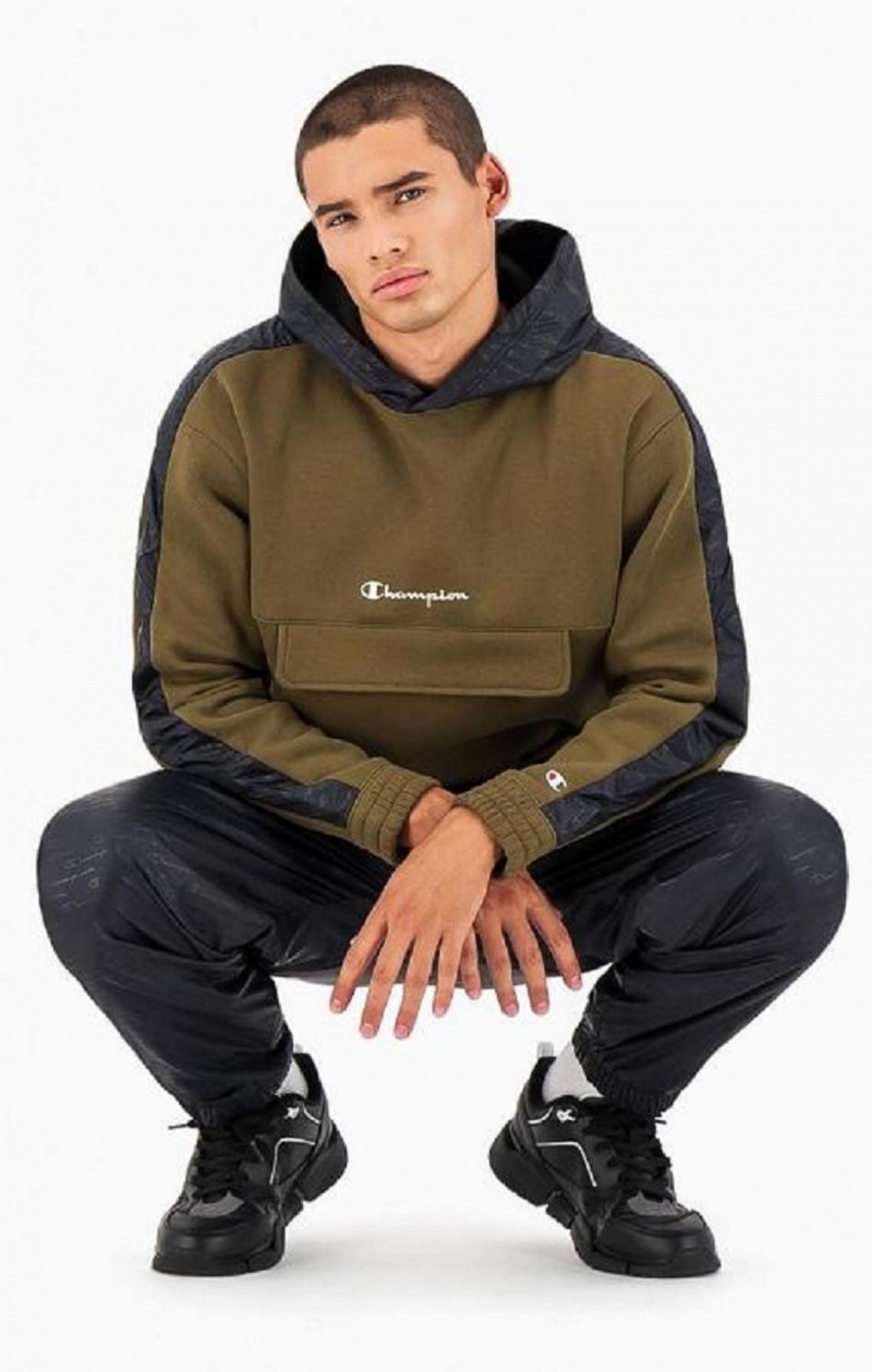 Sudadera con Capucha Champion Script Logo Fleece Hoodie Verde | 7845-AHCGY