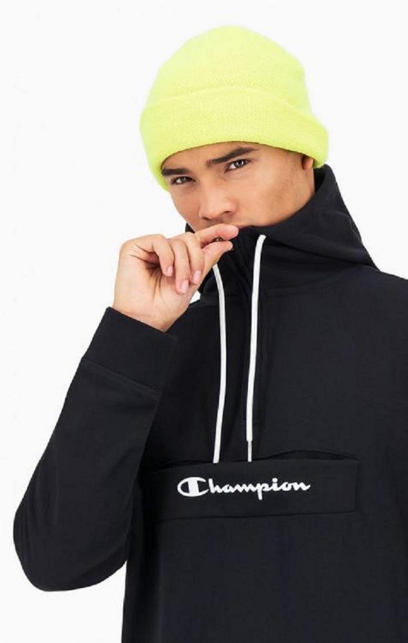 Sudadera con Capucha Champion Script Logo Half Zip-Up Hoodie Negras | 1385-IRJUS