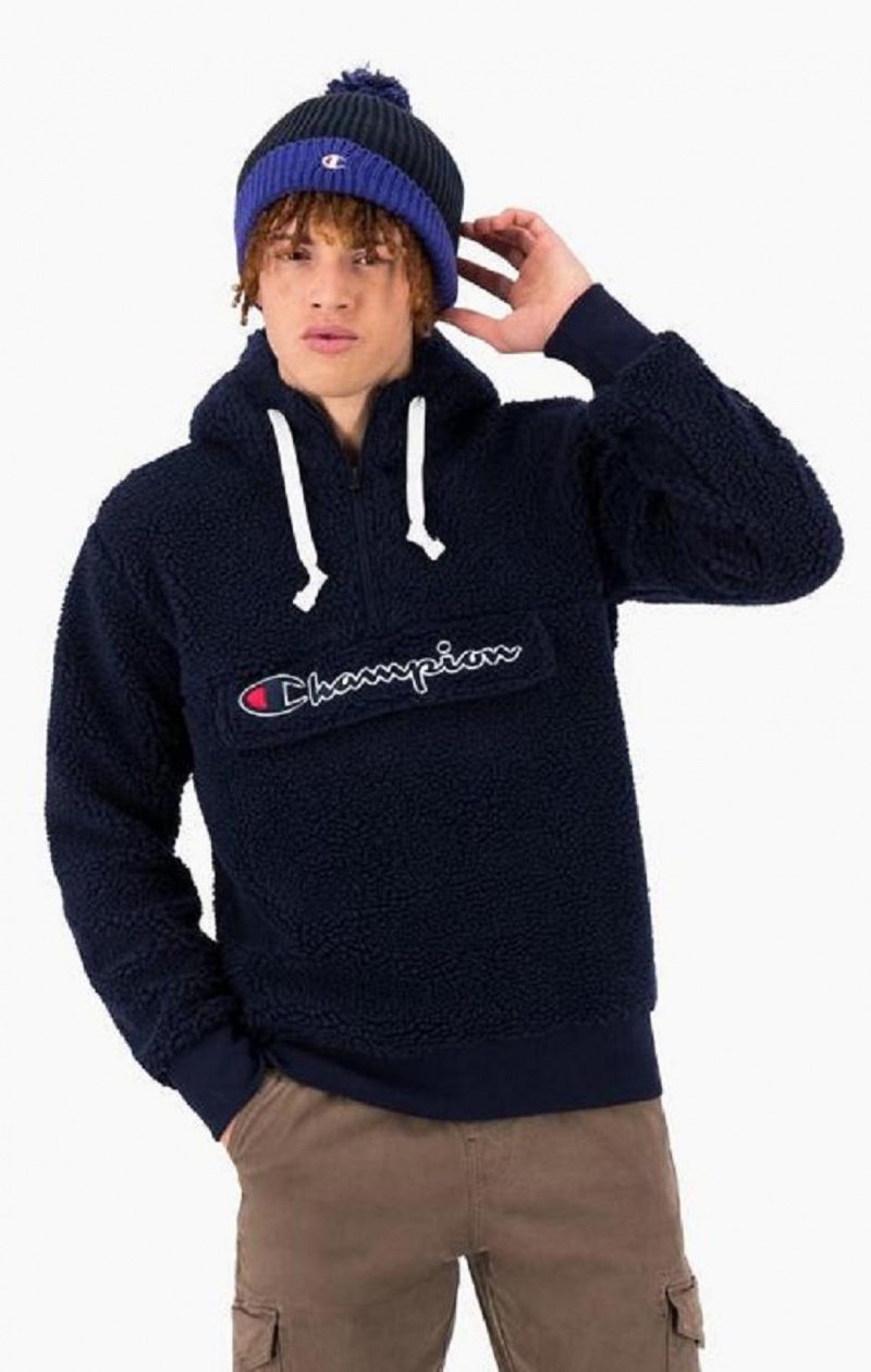 Sudadera con Capucha Champion Script Logo Half Zip-Up Hoodie Turquesa Oscuro | 6135-XKWAZ