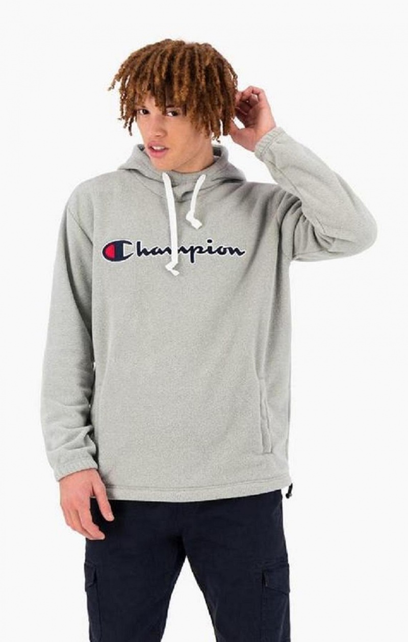 Sudadera con Capucha Champion Script Logo Polartech Fleece Hoodie Gris Claro | 4720-HXGSV