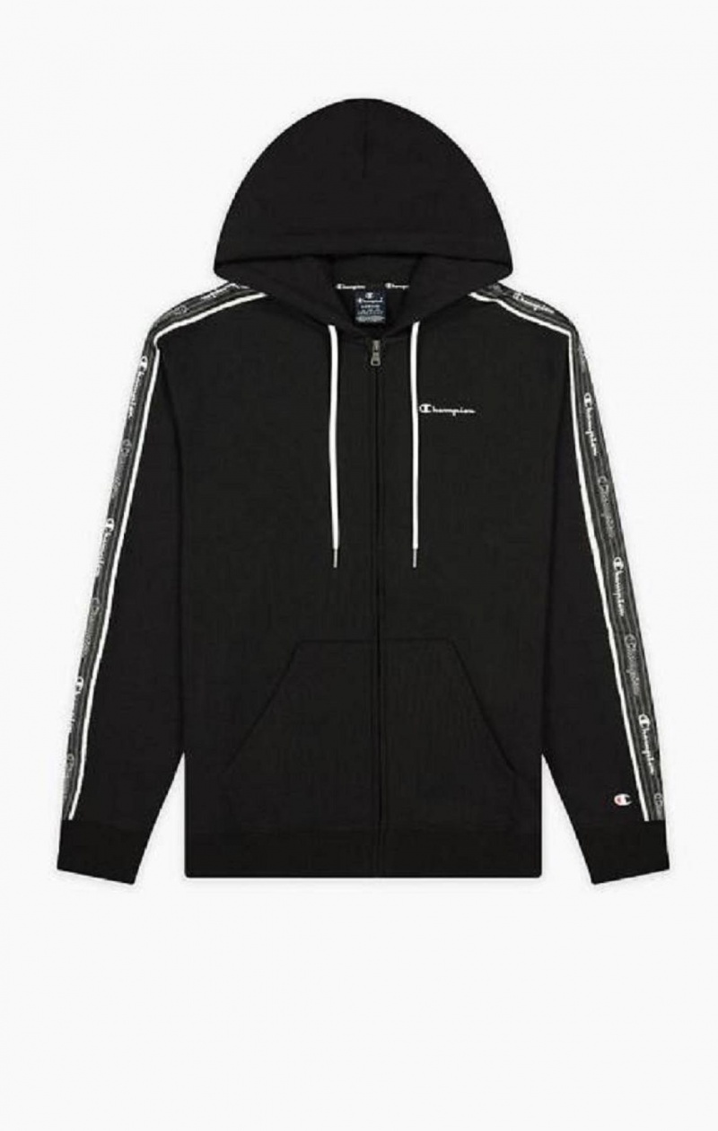 Sudadera con Capucha Champion Script Logo Tape Zip-Through Hoodie Negras | 3867-HQSXB