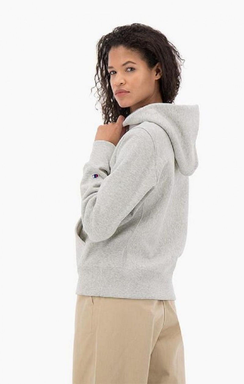 Sudadera con Capucha Champion Script Logo Reverse Weave Hoodie Gris Oscuro | 7901-TMXRN