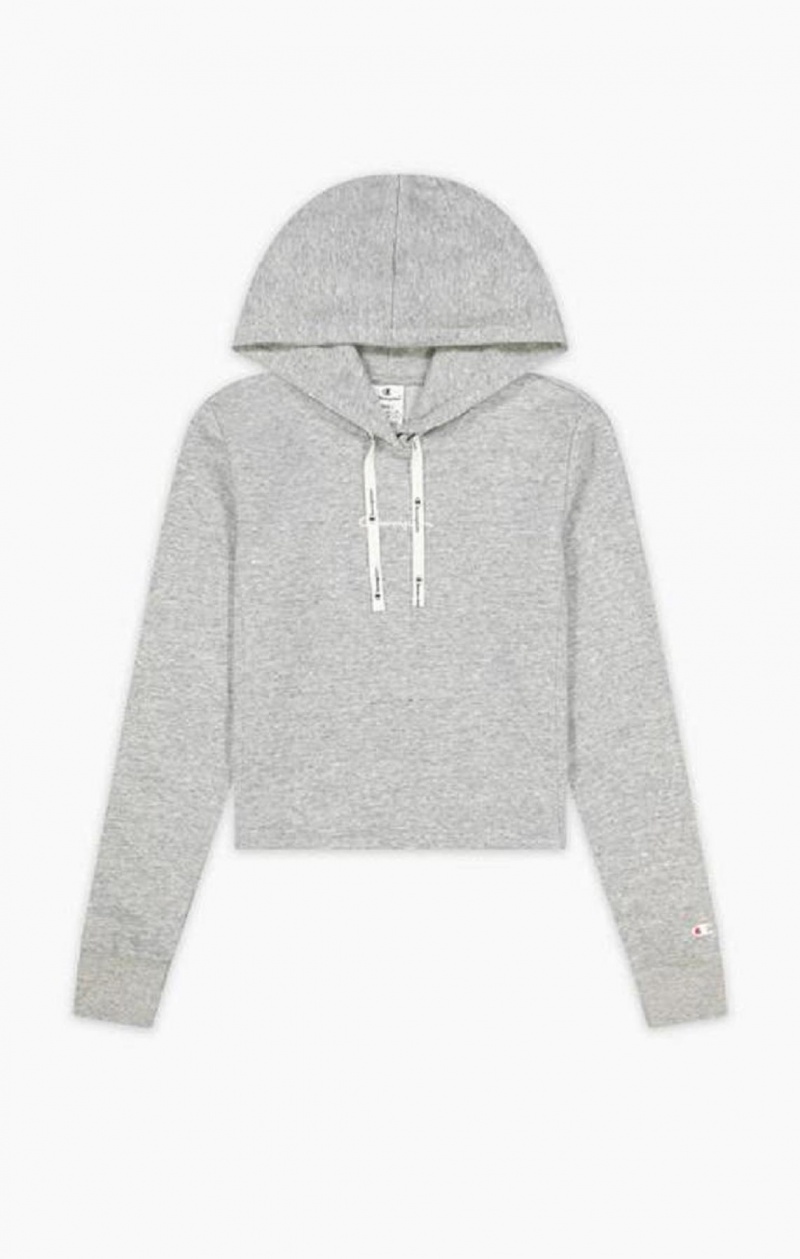 Sudadera con Capucha Champion Small Script Logo Hoodie Gris Claro | 8913-QBWLT