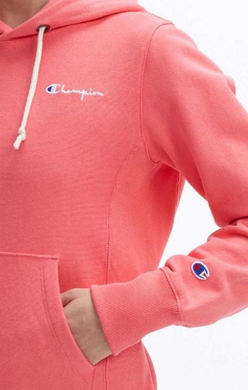 Sudadera con Capucha Champion Small Script Logo Hoodie Coral | 7038-SHOVL