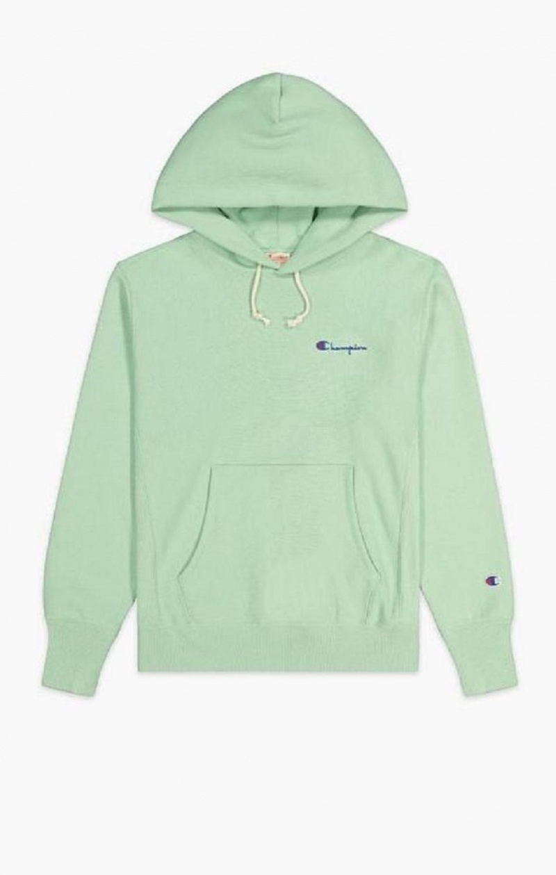 Sudadera con Capucha Champion Small Script Logo Hoodie Verde Claro | 3289-AIVBD