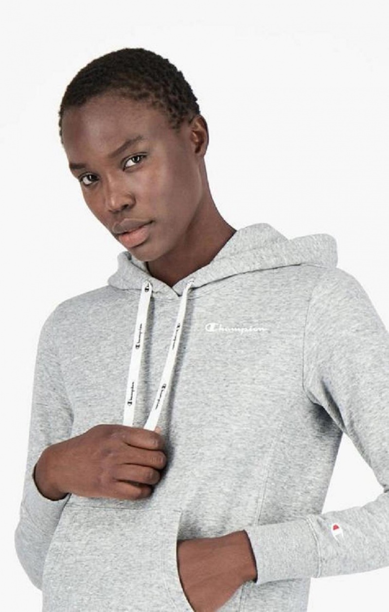 Sudadera con Capucha Champion Small Script Logo Hoodie Gris Claro | 6041-NQPZI