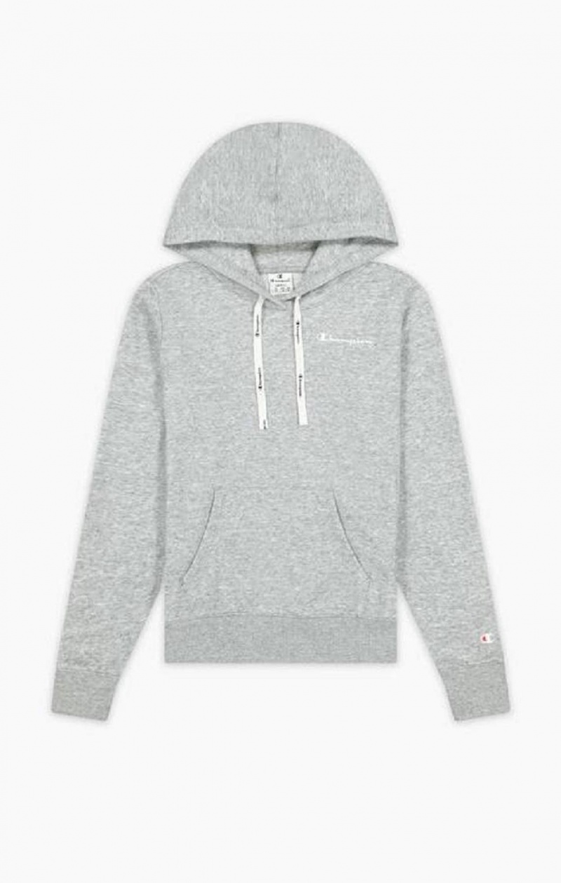 Sudadera con Capucha Champion Small Script Logo Hoodie Gris Claro | 6041-NQPZI