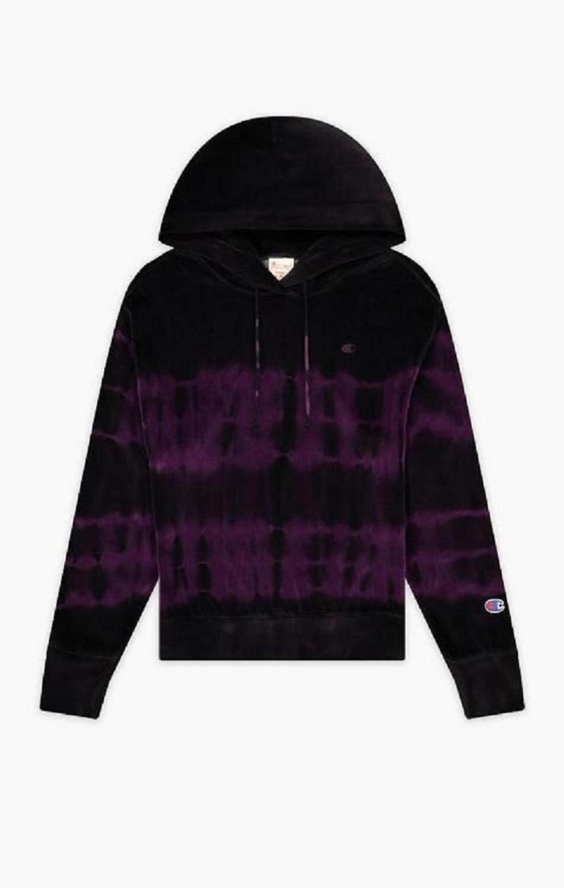 Sudadera con Capucha Champion Tie Dye C Logo Velour Hoodie Marrones | 8529-OXSVL