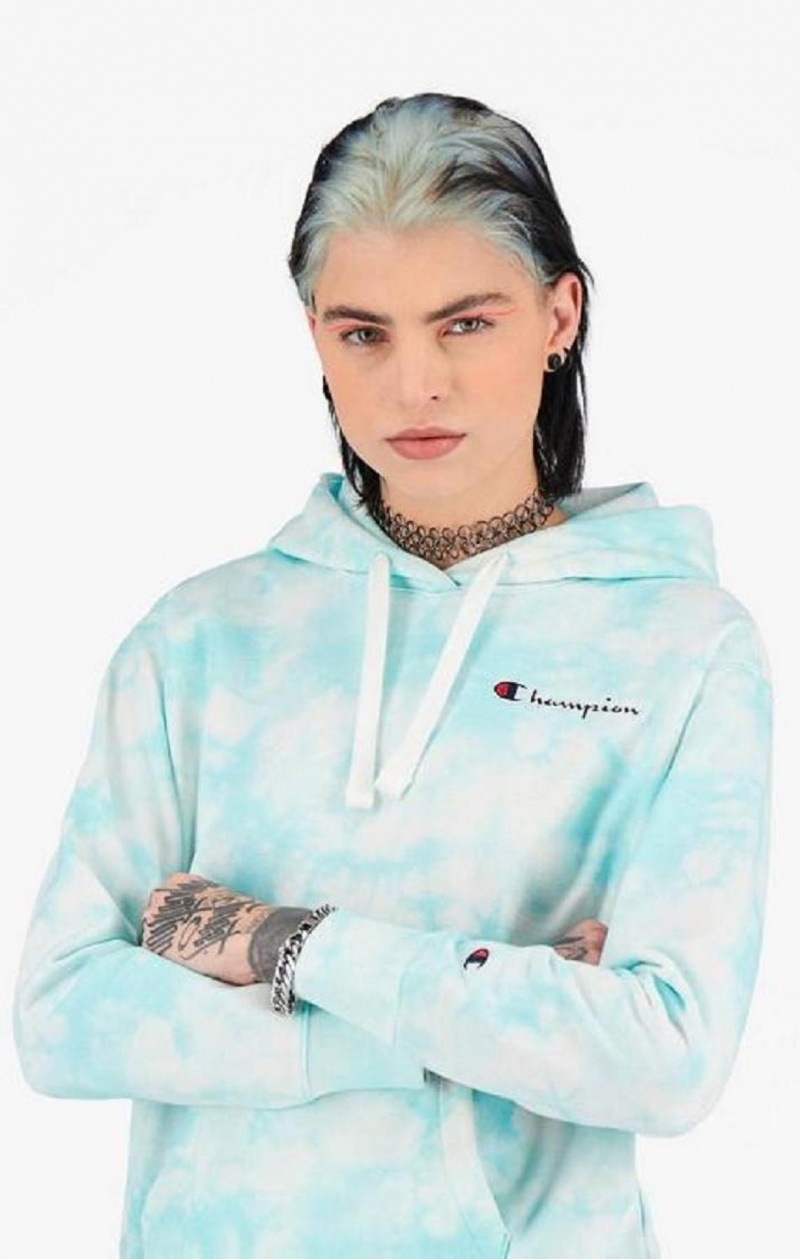 Sudadera con Capucha Champion Tie Dye Digital Print Hoodie Azules Claro | 2876-FUMYK