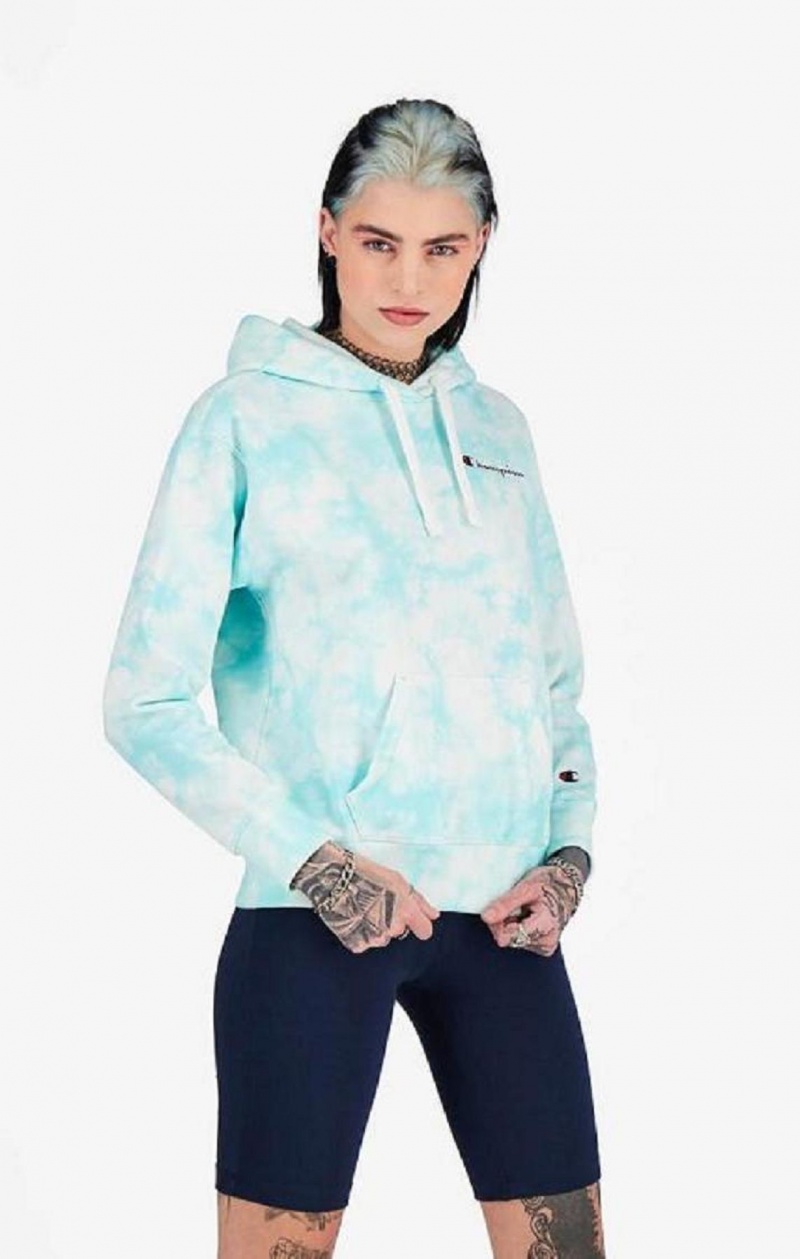 Sudadera con Capucha Champion Tie Dye Digital Print Hoodie Azules Claro | 2876-FUMYK