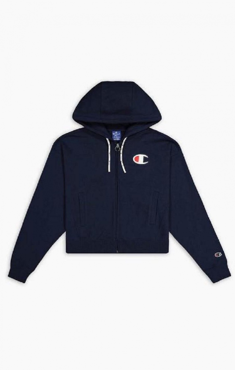 Sudadera con Capucha Champion Zip-Through C Logo Hoodie Turquesa Oscuro | 8961-IMWTJ