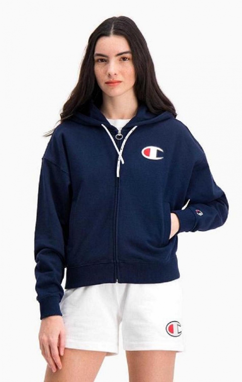 Sudadera con Capucha Champion Zip-Through C Logo Hoodie Turquesa Oscuro | 8961-IMWTJ