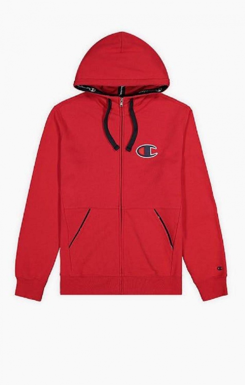 Sudadera con Capucha Champion Zip-Up Gamuza C Algodon Terry Hoodie Rojas | 2804-BKMLR