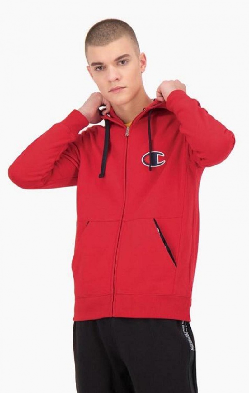 Sudadera con Capucha Champion Zip-Up Gamuza C Algodon Terry Hoodie Rojas | 2804-BKMLR