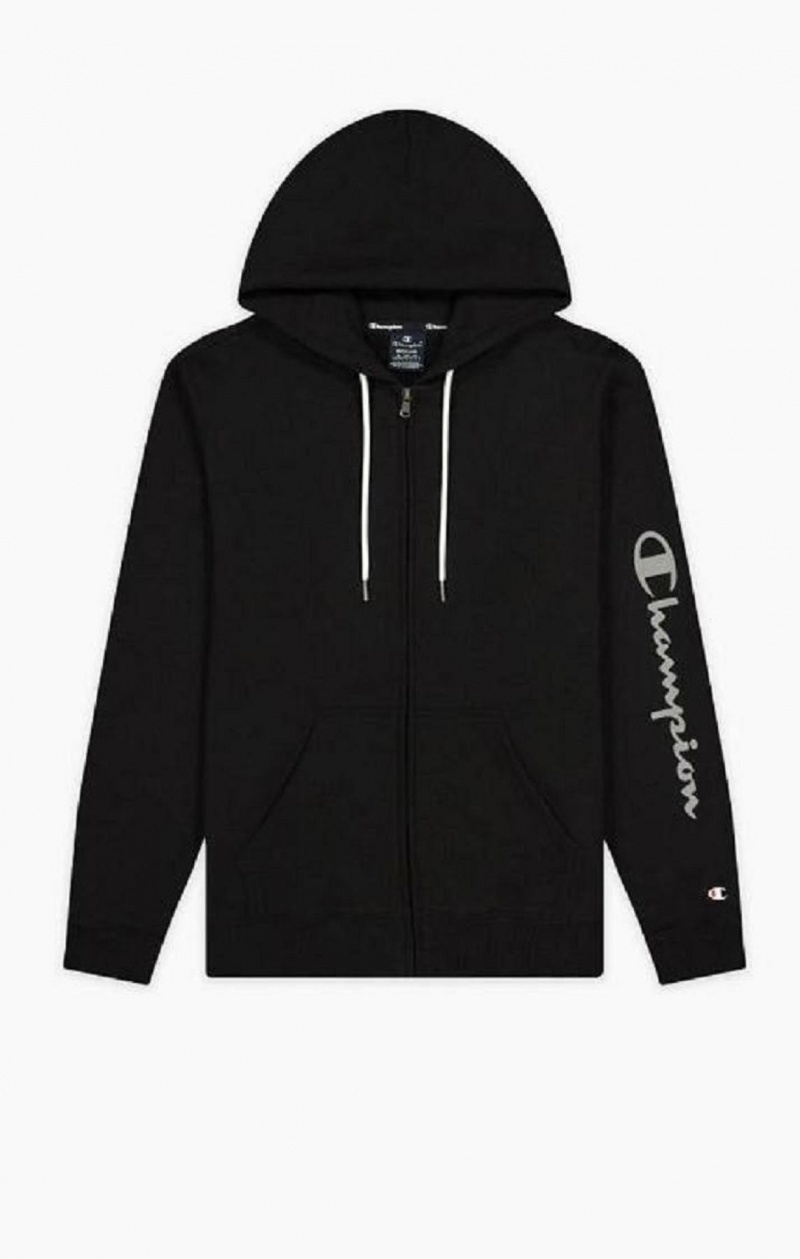 Sudadera con Capucha Champion Zip-Up Mesh Effect Script Logo Hoodie Negras | 6718-AOPLE