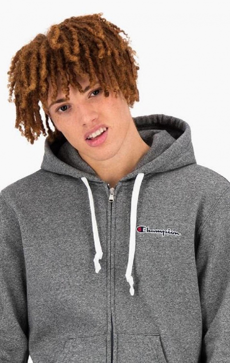 Sudadera con Capucha Champion Zip-Up Script Logo Hoodie Gris Claro | 6953-CFRIM