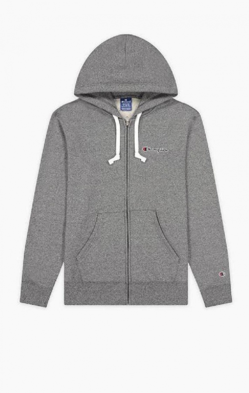 Sudadera con Capucha Champion Zip-Up Script Logo Hoodie Gris Claro | 6953-CFRIM