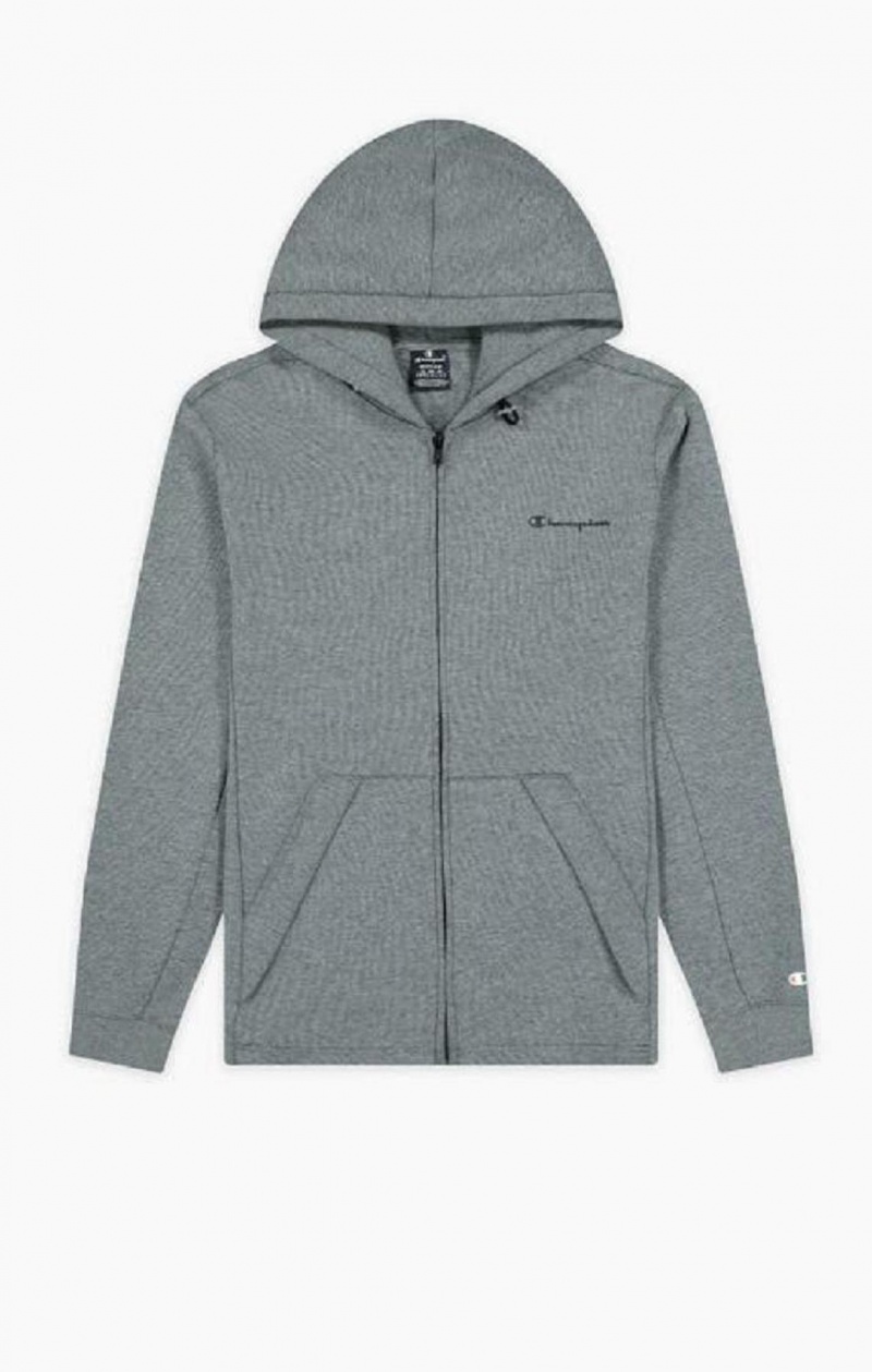 Sudadera con Capucha Champion Zip-Up Script Logo Hoodie Gris Oscuro | 7635-EUOKT