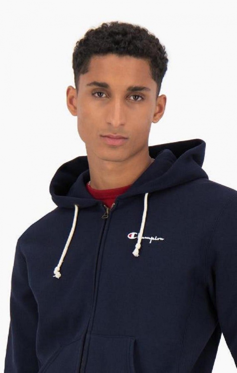 Sudadera con Capucha Champion Zip-Up Script Logo Hoodie Negras | 2543-QOFDZ