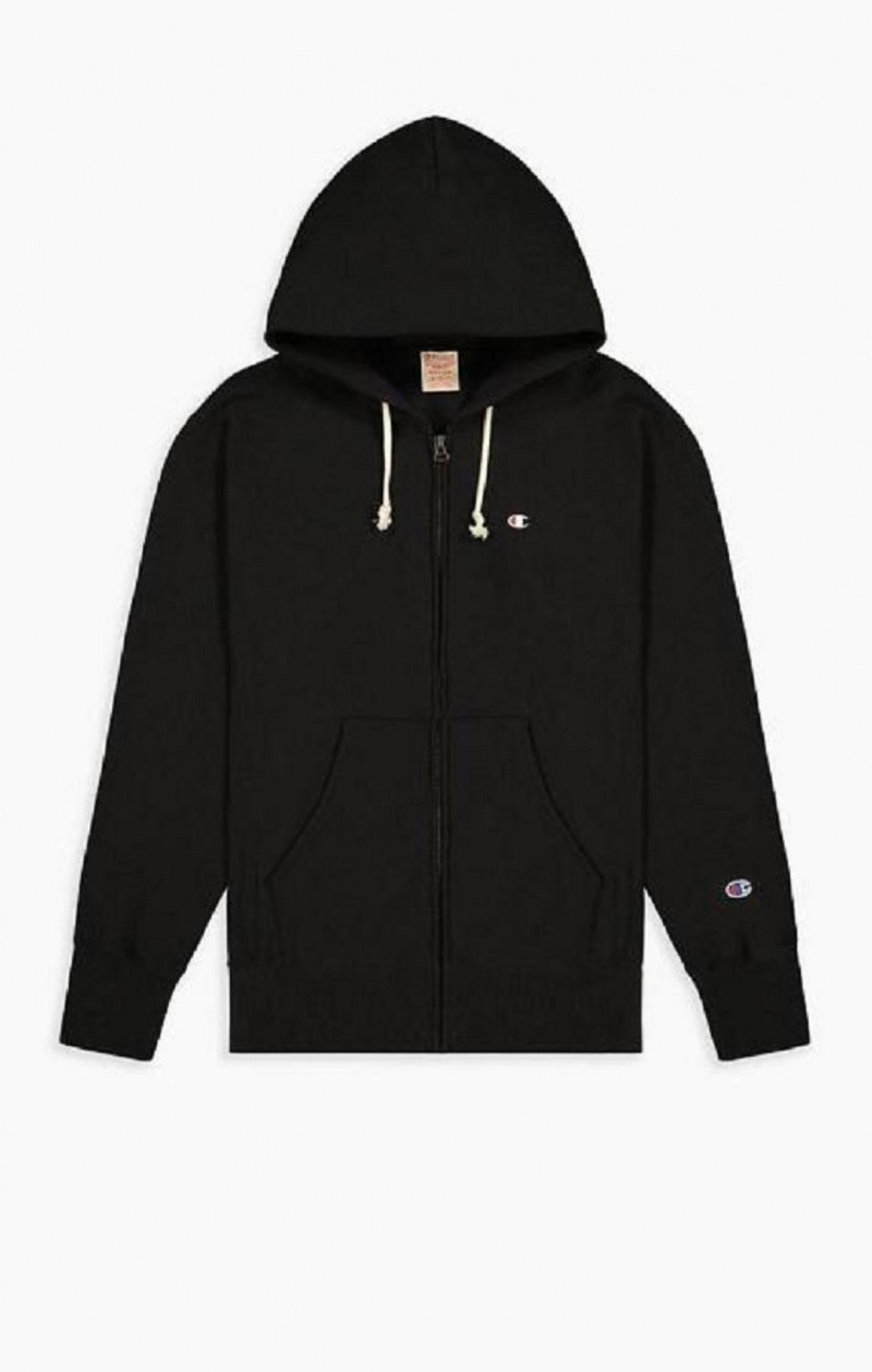 Sudadera con Capucha Champion Zip-Up Script Logo Hoodie Negras | 0692-ZKJPM