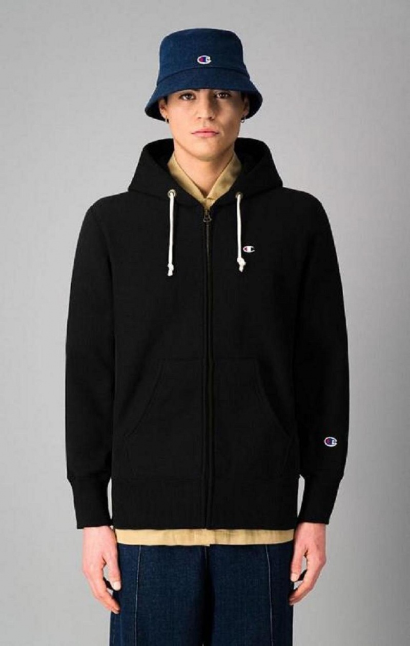 Sudadera con Capucha Champion Zip-Up Script Logo Hoodie Negras | 0692-ZKJPM