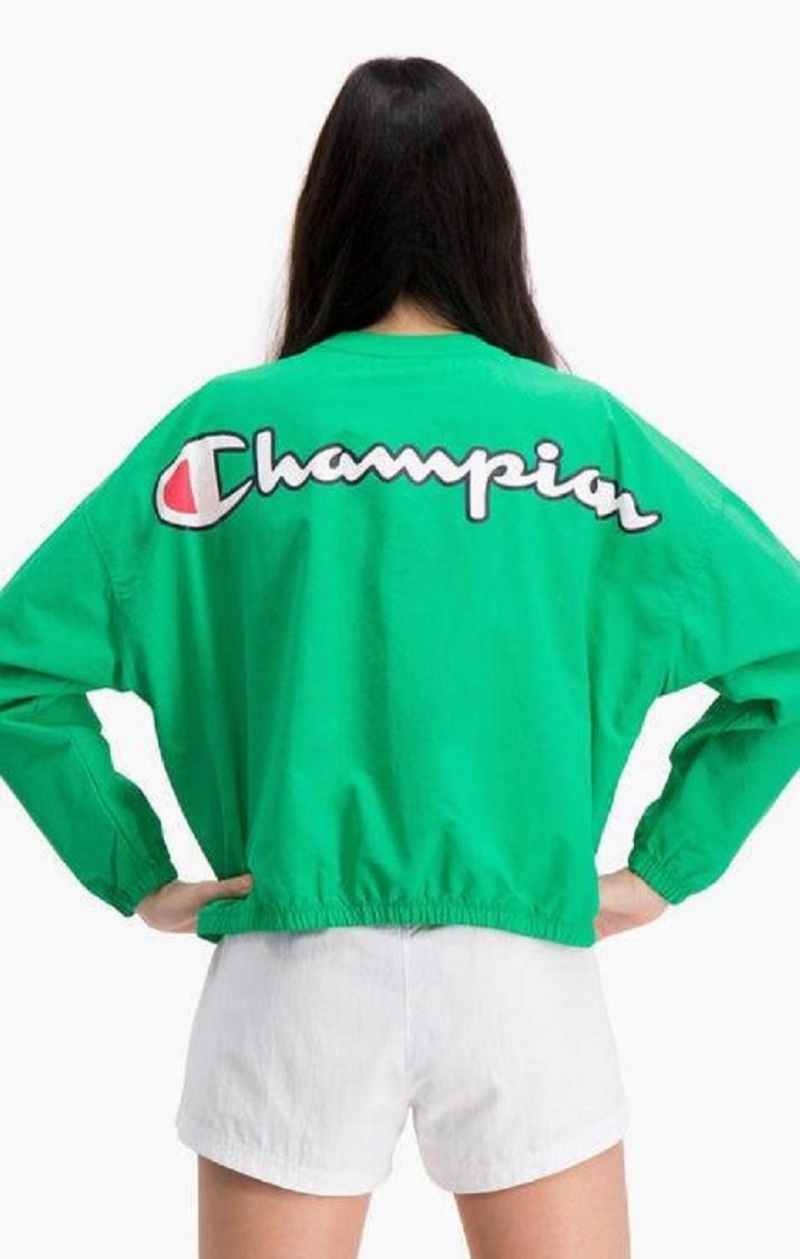 Sudaderas Champion Agua Repellent Script Logo Pista Sweatshirt Verde Claro | 9163-OFDNJ