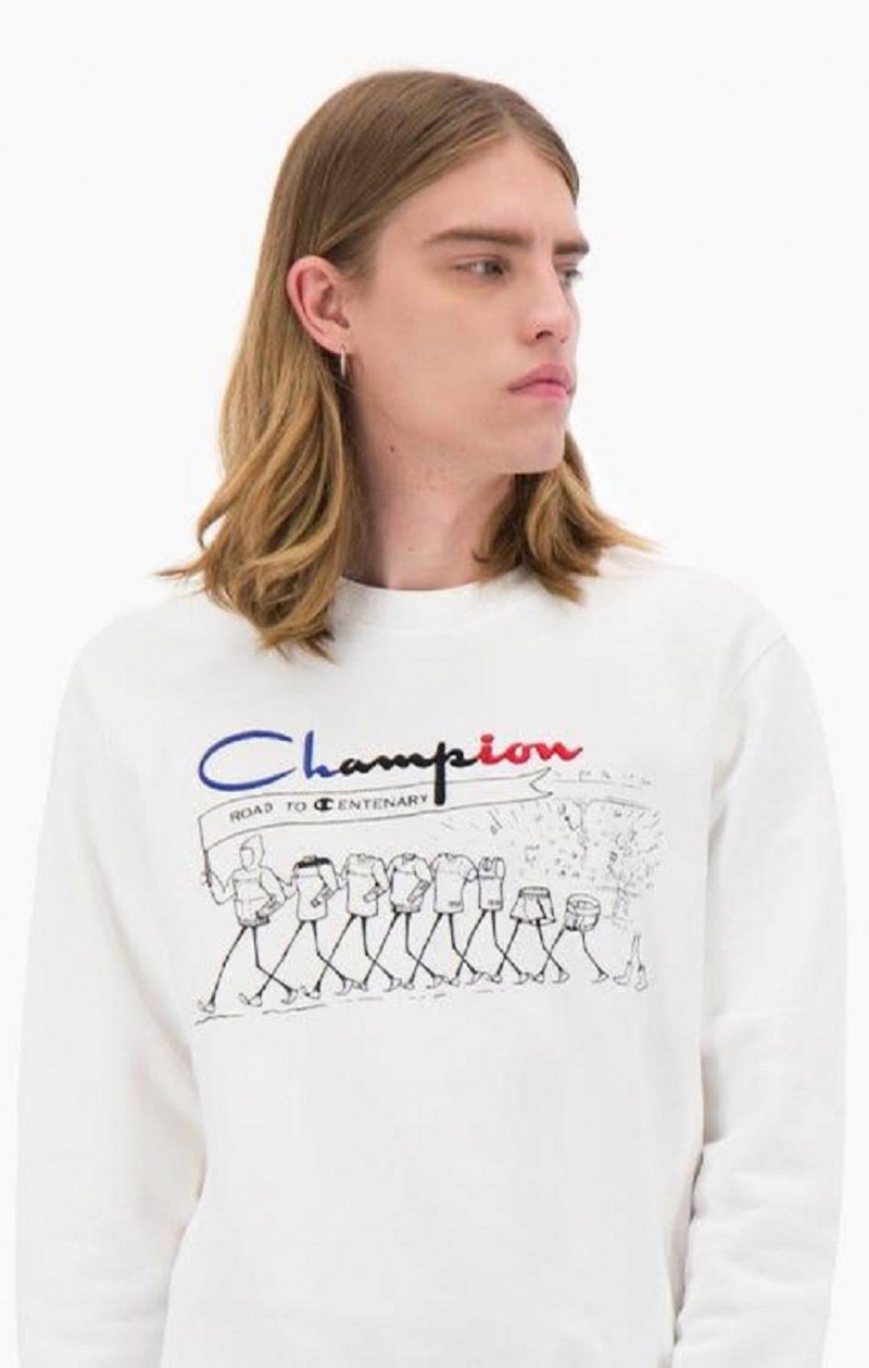 Sudaderas Champion Archive Print Reverse Weave Sweatshirt Blancas | 7021-PFRHX