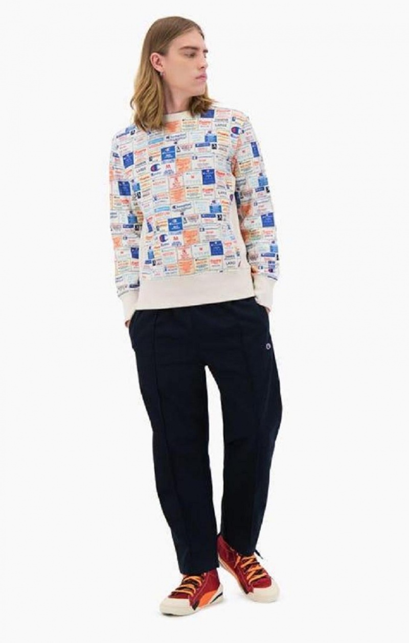 Sudaderas Champion Archive Print Reverse Weave Sweatshirt Blancas | 6302-VMRKG