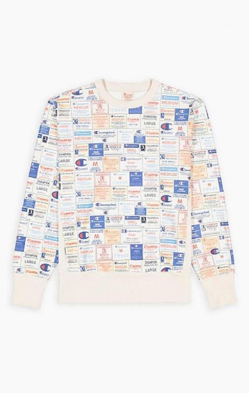 Sudaderas Champion Archive Print Reverse Weave Sweatshirt Blancas | 6302-VMRKG