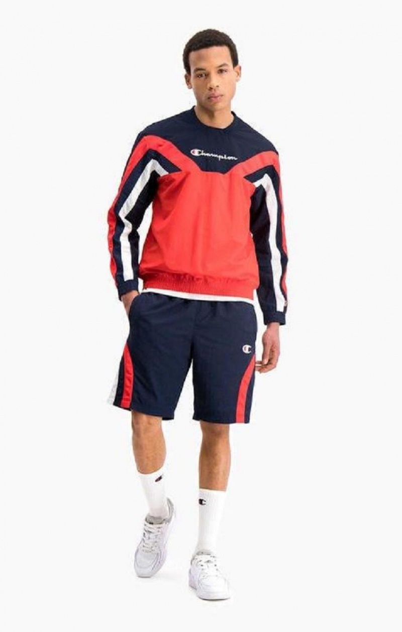 Sudaderas Champion Colour Block And Stripe Pista Sweatshirt Rojas | 7152-VXRCN