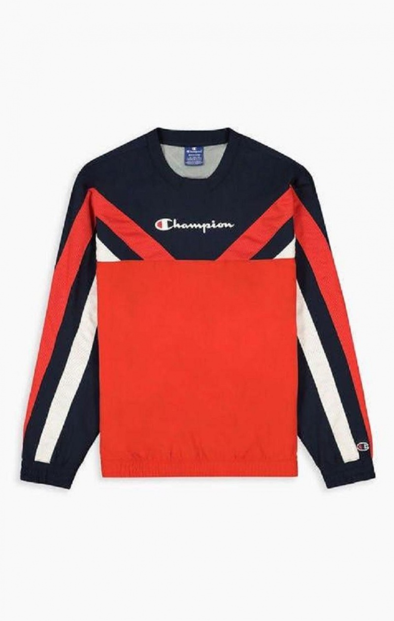 Sudaderas Champion Colour Block And Stripe Pista Sweatshirt Rojas | 7152-VXRCN