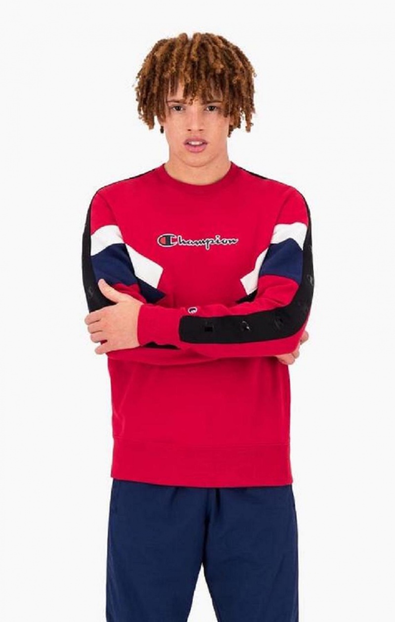 Sudaderas Champion Colour Block Insert Fleece Sweatshirt Rojas | 6704-EDORF