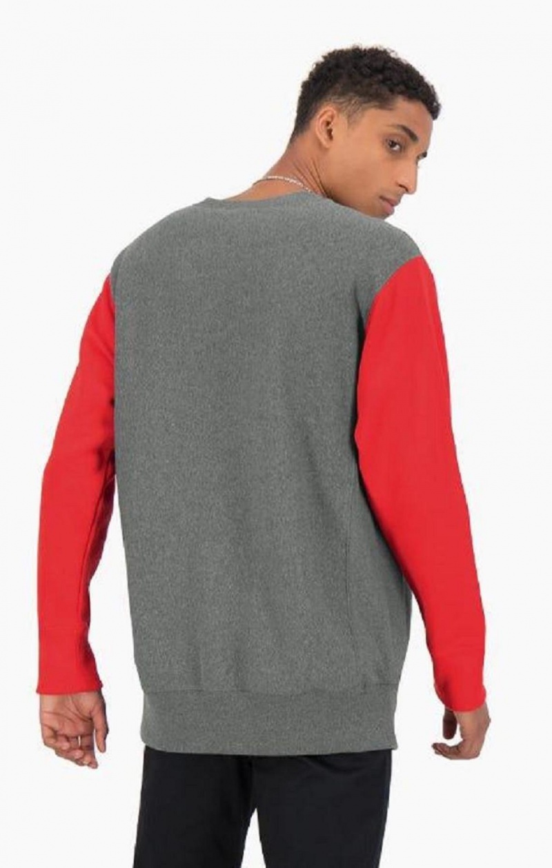 Sudaderas Champion Colour Block Reverse Weave Sweatshirt Gris Oscuro | 1743-FRNQZ