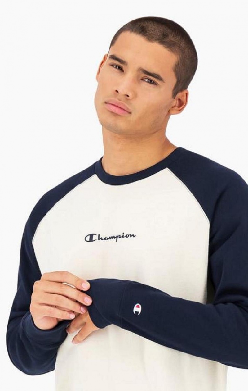 Sudaderas Champion Colour Block Script Logo Sweatshirt Azules Oscuro | 3590-ODTAL