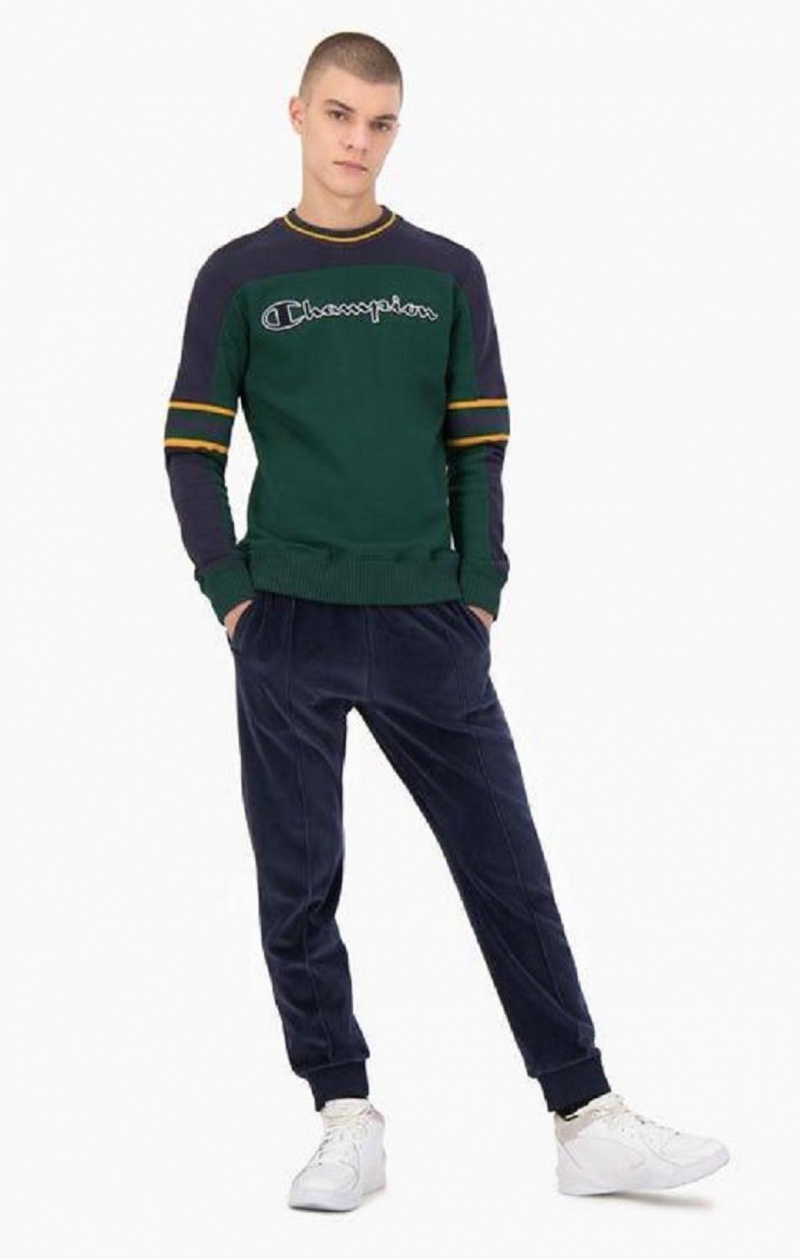 Sudaderas Champion Colour Block Script Logo Sweatshirt Verde | 5490-MSIBV