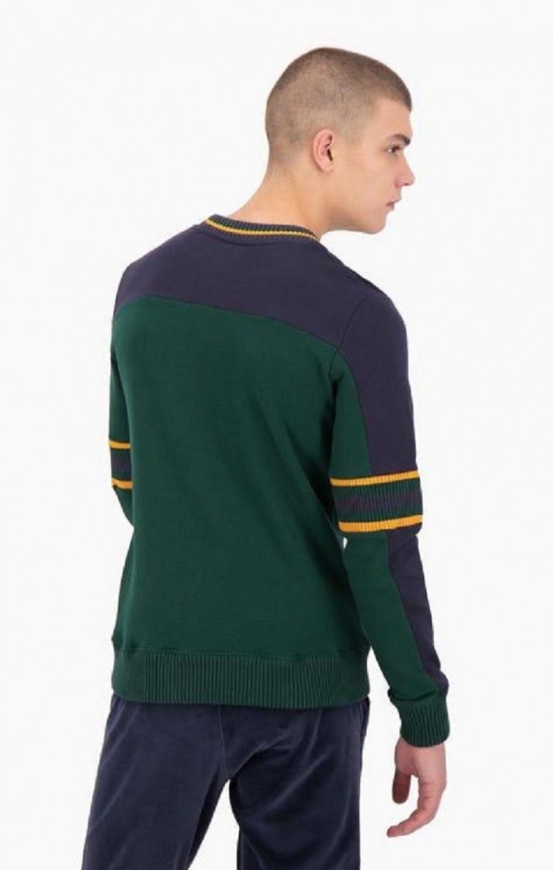 Sudaderas Champion Colour Block Script Logo Sweatshirt Verde | 5490-MSIBV