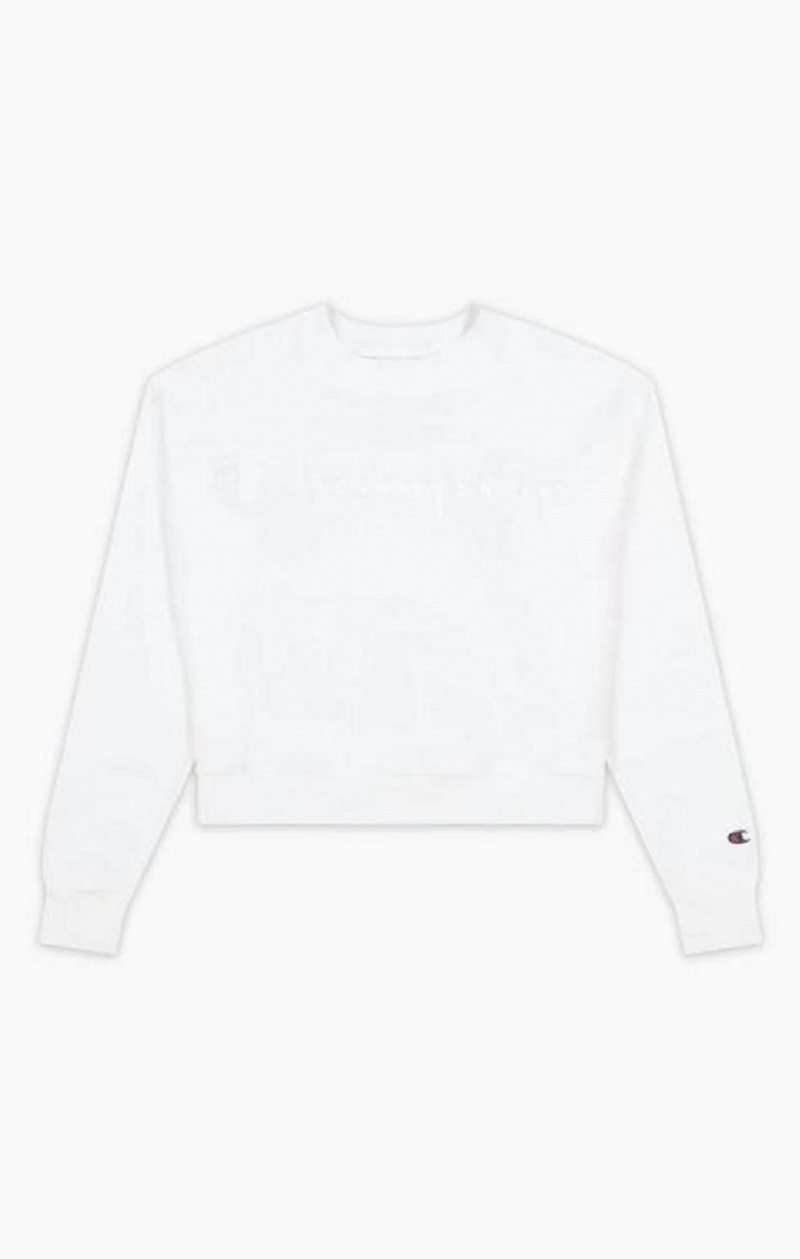 Sudaderas Champion Contrast Rubber Script Logo Sweatshirt Blancas | 5179-DIJKL