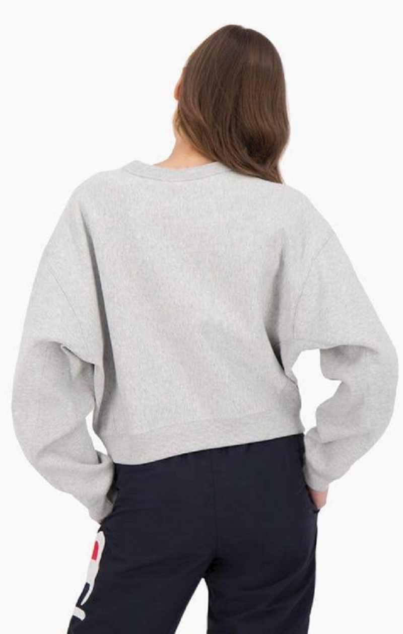 Sudaderas Champion Cropped Reverse Weave Sweatshirt Gris Claro | 0143-ZQPTO