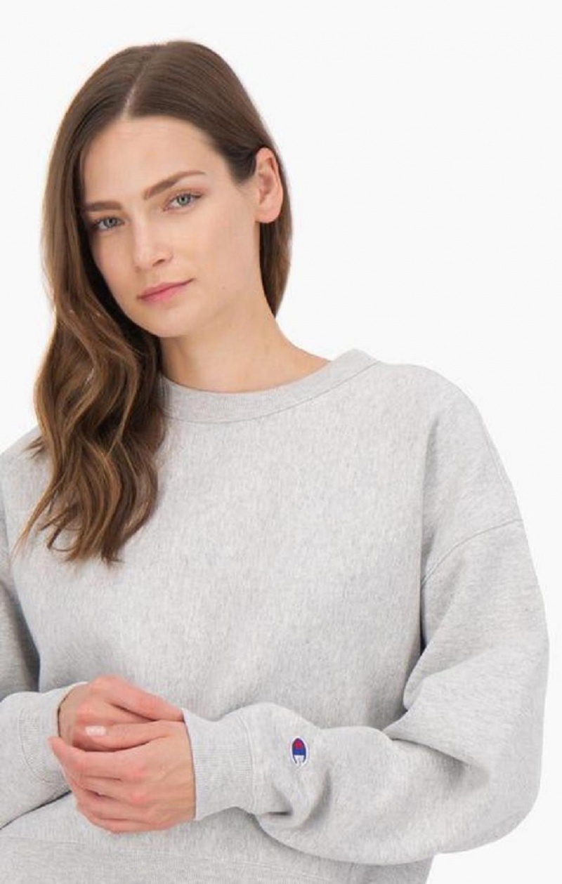 Sudaderas Champion Cropped Reverse Weave Sweatshirt Gris Claro | 0143-ZQPTO