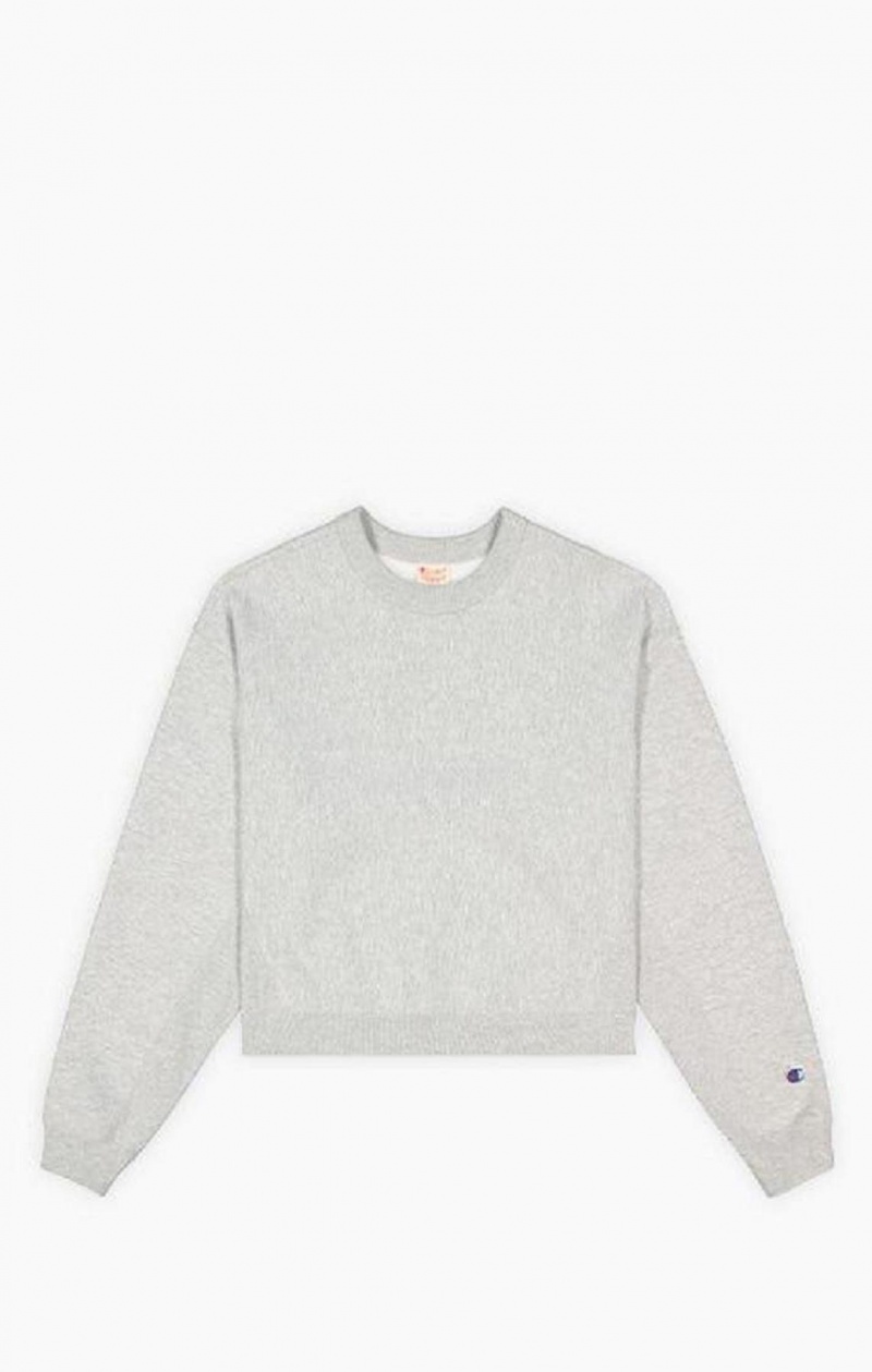 Sudaderas Champion Cropped Reverse Weave Sweatshirt Gris Claro | 0143-ZQPTO