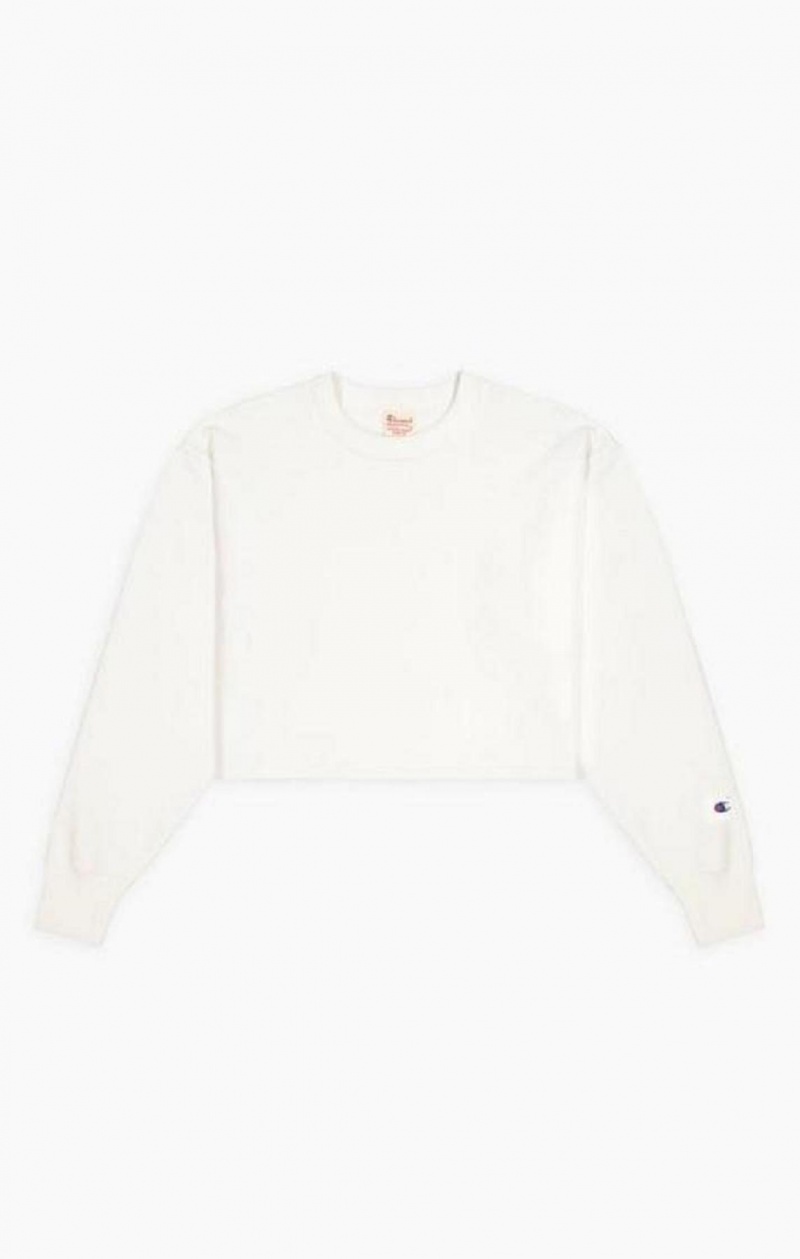 Sudaderas Champion Cropped Reverse Weave Sweatshirt Blancas | 7519-BYSEP