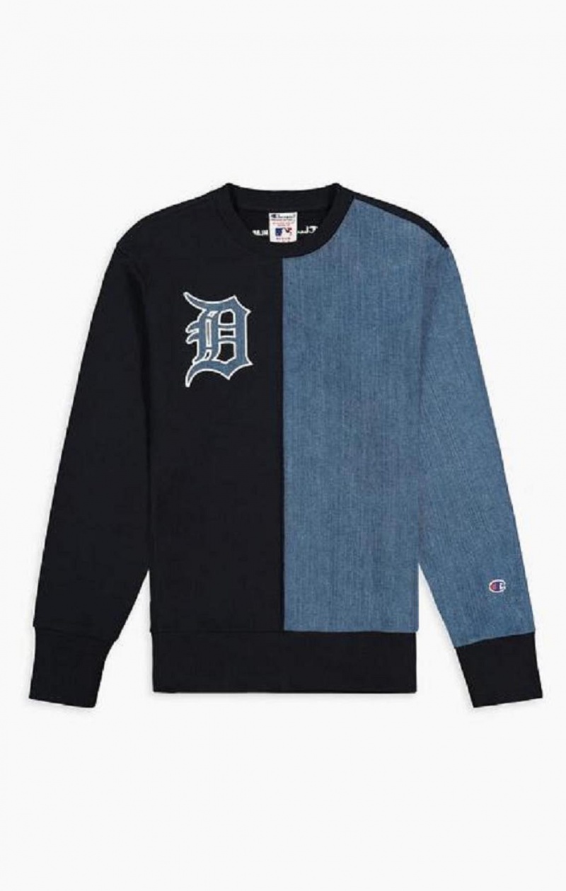 Sudaderas Champion Detroit MLB Denim + Reverse Weave Sweatshirt Azules Oscuro | 8590-CHFSB