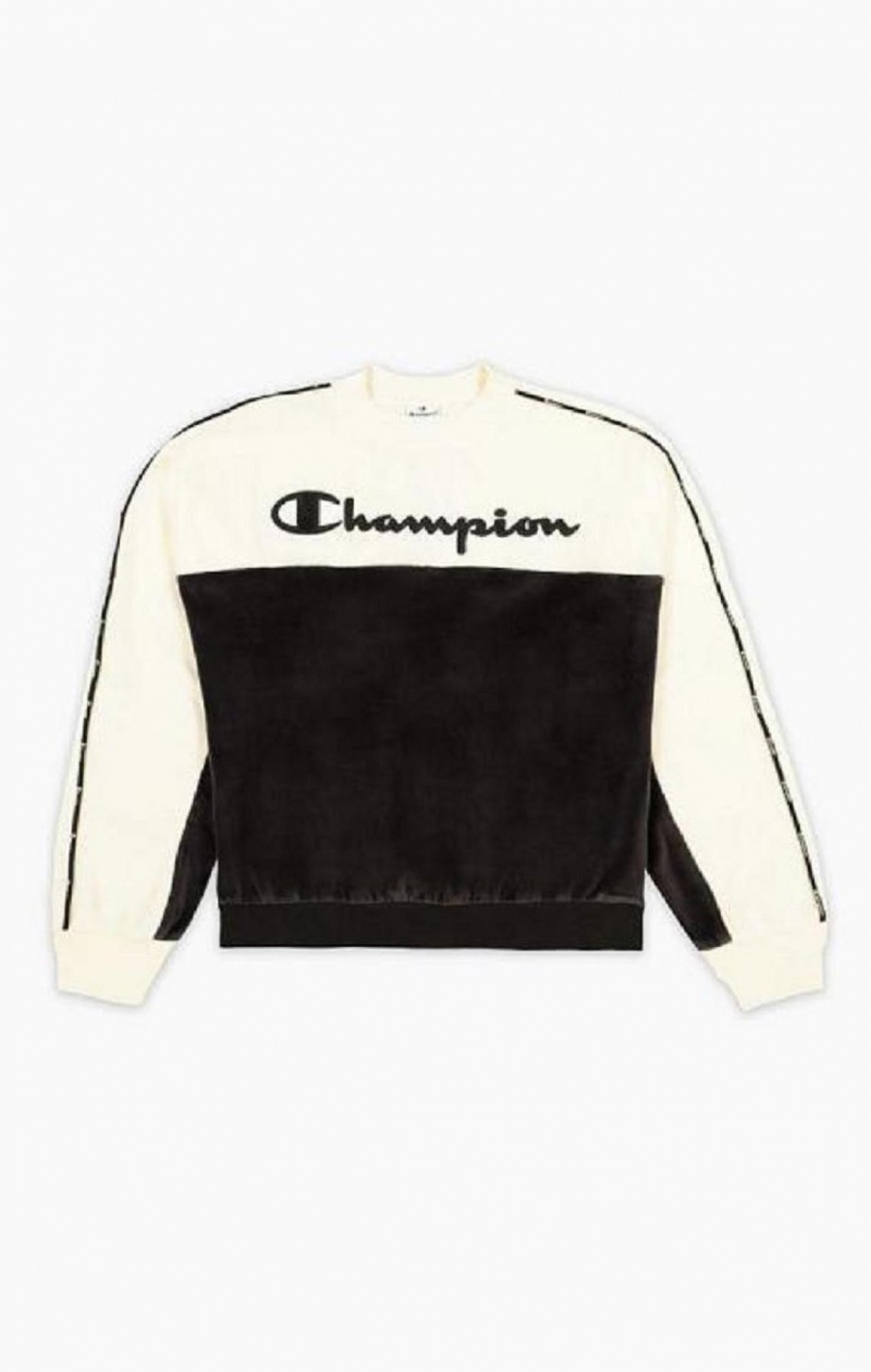 Sudaderas Champion Embroidered Logo Velour Sweatshirt Negras | 3152-SQLJZ