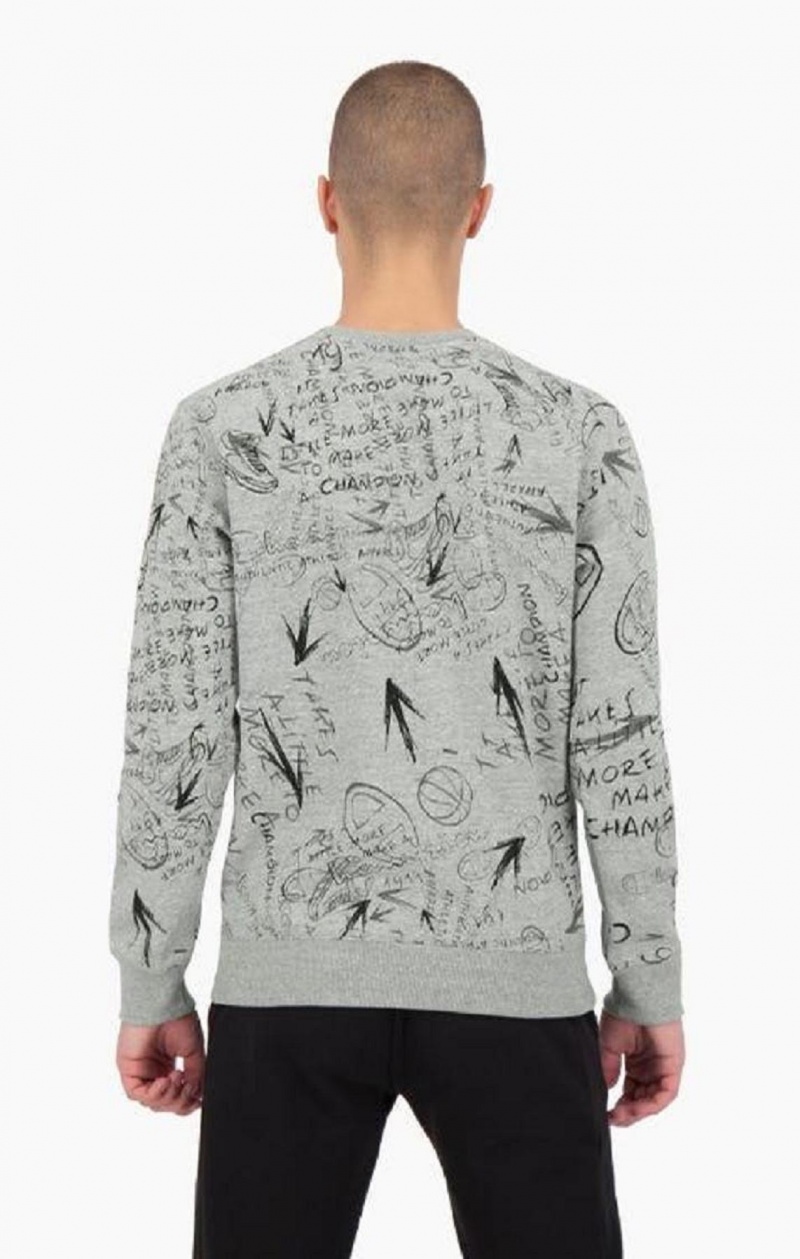 Sudaderas Champion Graffiti Print Crew Neck Sweatshirt Gris Claro | 1204-EDUTC